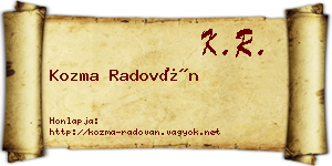 Kozma Radován névjegykártya
